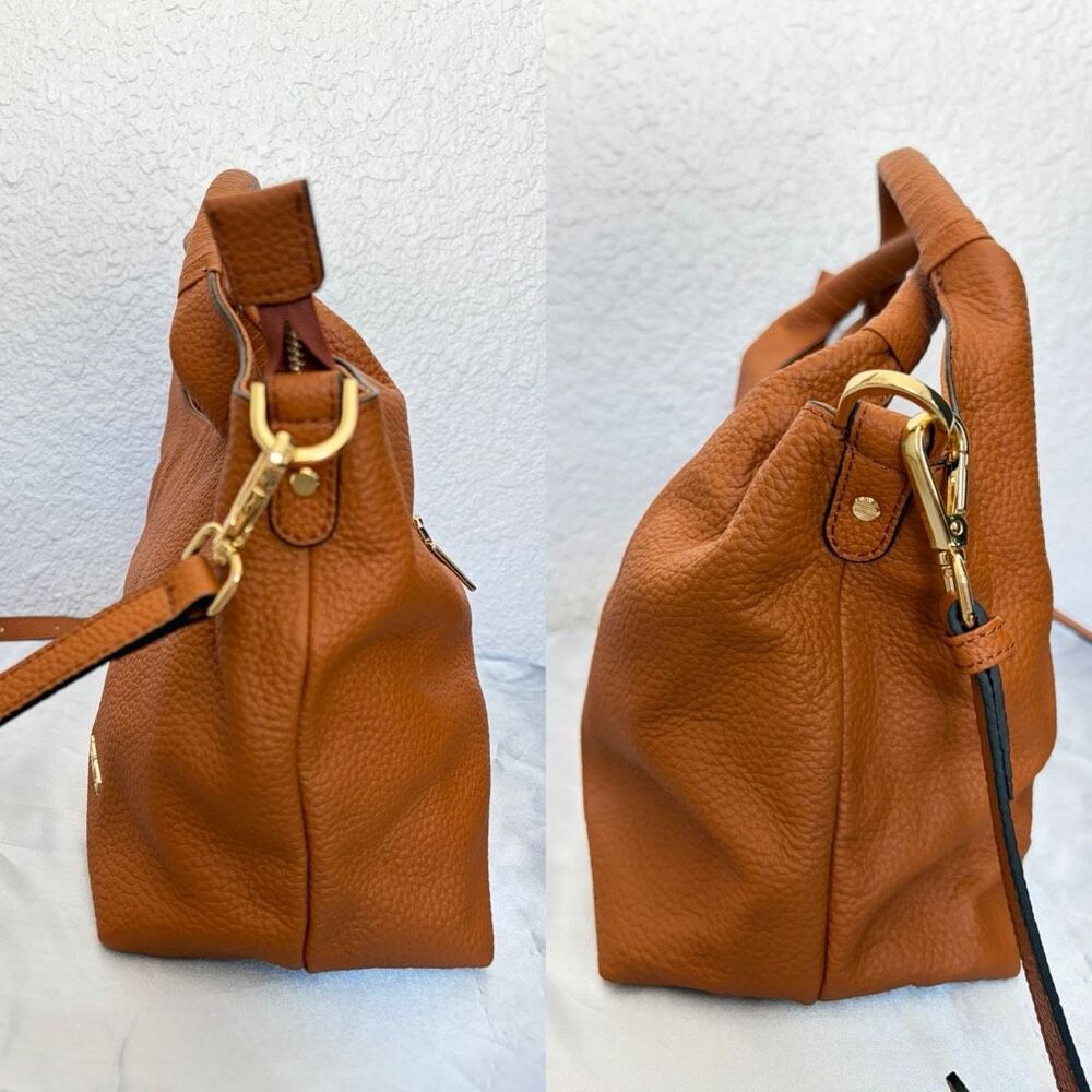 BOSTANTEN Nevin Cognac Pebbled Leather Satchel Crossbody Bag NWOT - Picture 11 of 12
